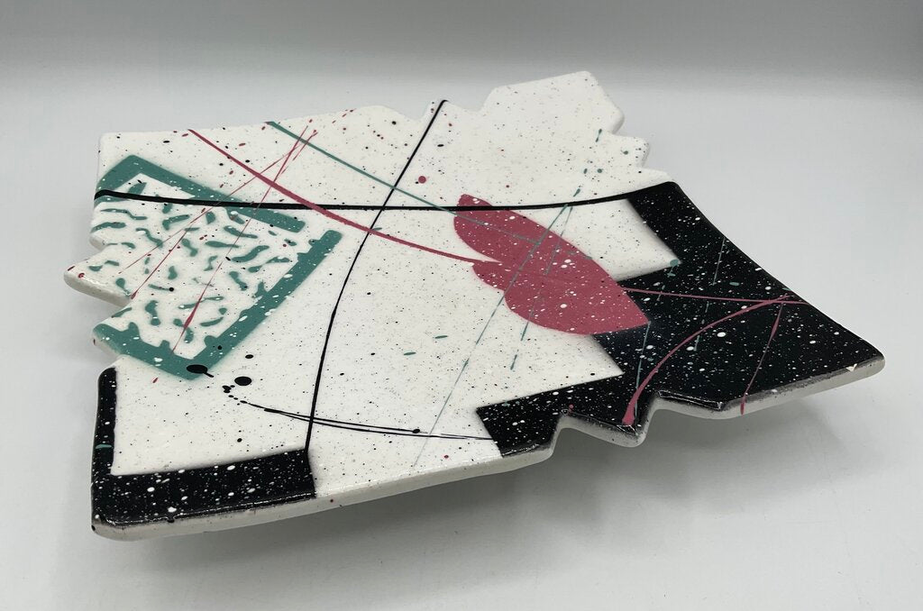 Starship Studio Pottery Abstract Footed Serving Dish/Plate Signed by Rosalyn Tyge /s