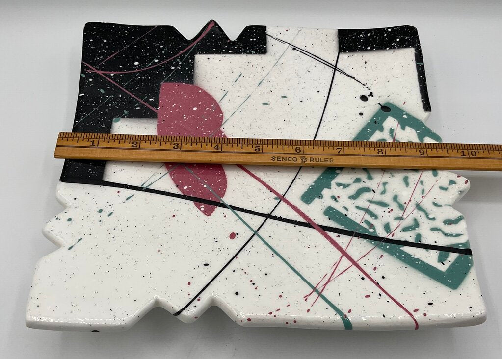 Starship Studio Pottery Abstract Footed Serving Dish/Plate Signed by Rosalyn Tyge /s