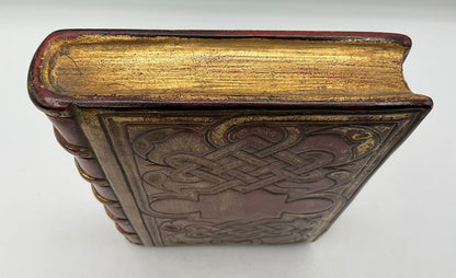 Pair of 2 Vintage Borghese Plaster Gilded Book Bookends 7.5” Tall /s