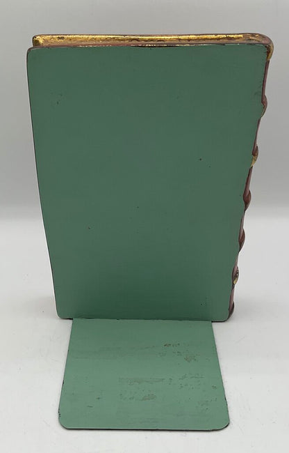 Pair of 2 Vintage Borghese Plaster Gilded Book Bookends 7.5” Tall /s