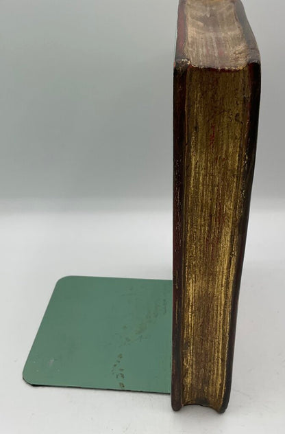 Pair of 2 Vintage Borghese Plaster Gilded Book Bookends 7.5” Tall /s