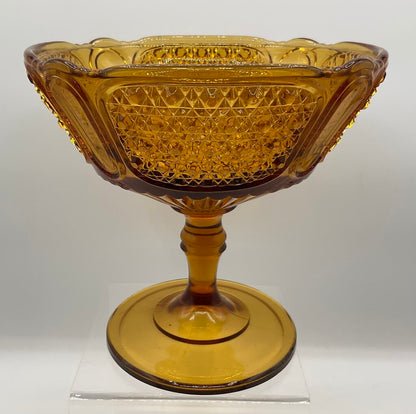 Vintage Amber Glass 7” Footed Compote/Candy Dish /s