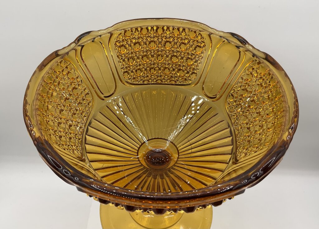 Vintage Amber Glass 7” Footed Compote/Candy Dish /s