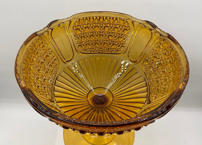 Vintage Amber Glass 7” Footed Compote/Candy Dish /s