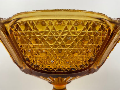 Vintage Amber Glass 7” Footed Compote/Candy Dish /s