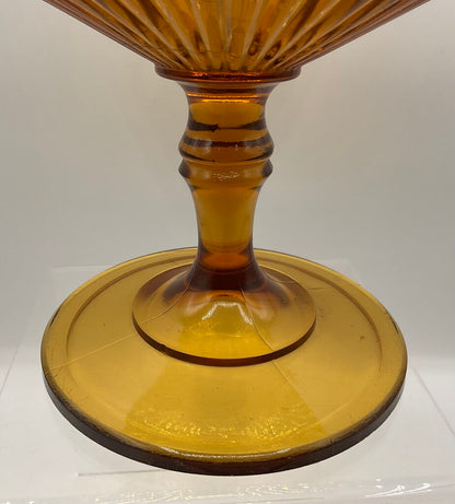 Vintage Amber Glass 7” Footed Compote/Candy Dish /s