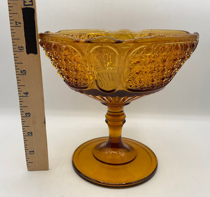 Vintage Amber Glass 7” Footed Compote/Candy Dish /s