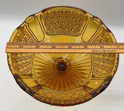 Vintage Amber Glass 7” Footed Compote/Candy Dish /s