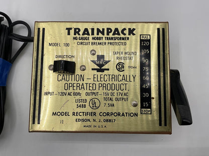 Vintage MRC Trainpack HO Gauge Hobby Transformer Model 100 for Model Trains (Untested) /s