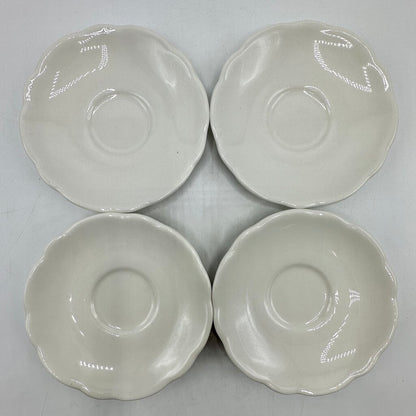 Four Vintage Buffalo China Restaurantware Demitasse & Saucer Sets White Scalloped Rim /cb