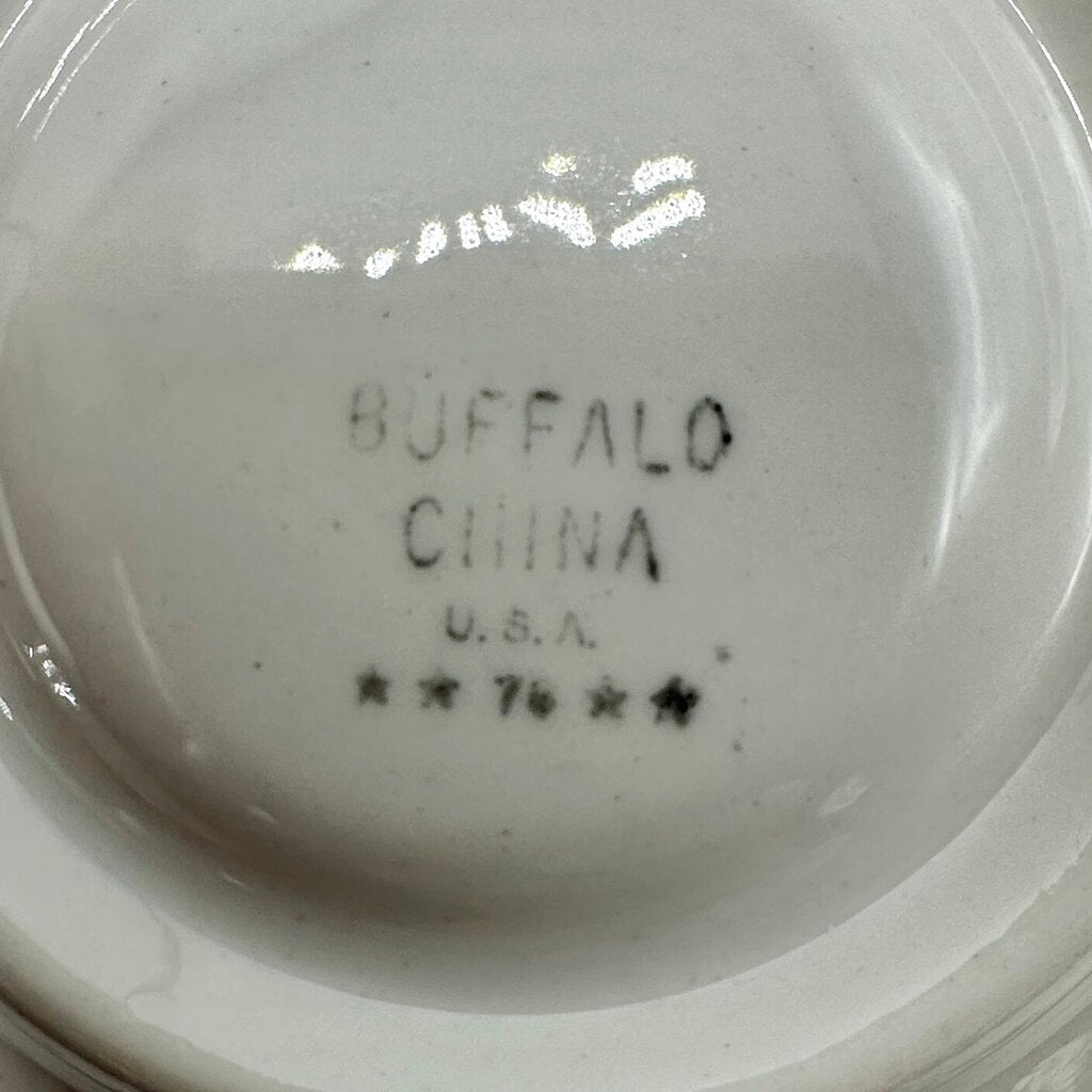Four Vintage Buffalo China Restaurantware Demitasse & Saucer Sets White Scalloped Rim /cb