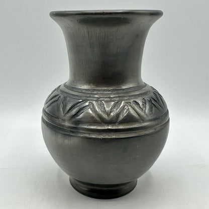 Vintage Lama Oaxaca Mexico Barro Negro Black Clay Pottery Vase Signed /cb
