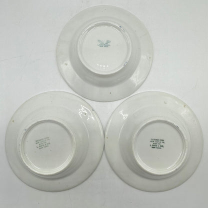 Vintage Shenango Restaurantware 3 Rim Dessert Bowls & 3 Bread Plates/Saucers Blue and White Florals /cb