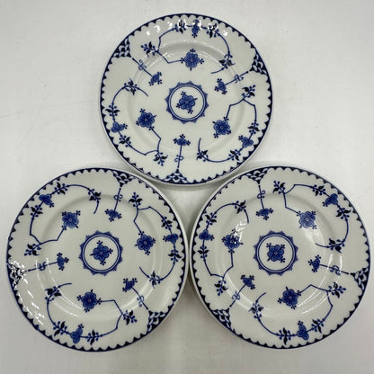 Vintage Shenango Restaurantware 3 Rim Dessert Bowls & 3 Bread Plates/Saucers Blue and White Florals /cb