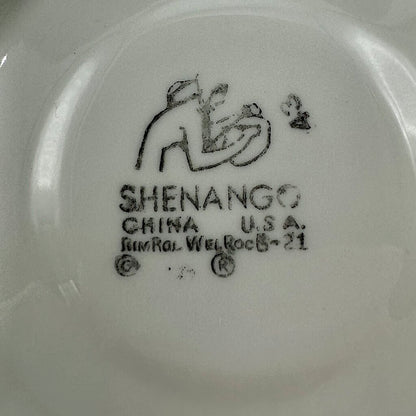 Vintage Shenango Restaurantware 3 Rim Dessert Bowls & 3 Bread Plates/Saucers Blue and White Florals /cb