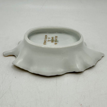 Vintage Limoges Prince Rainier & Princess Grace of Monaco Leaf Shaped Porcelain Trinket Dish /cb