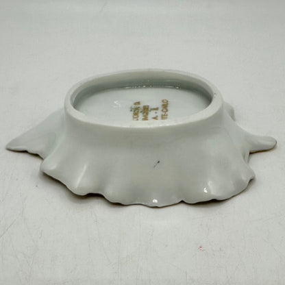 Vintage Limoges Prince Rainier & Princess Grace of Monaco Leaf Shaped Porcelain Trinket Dish /cb