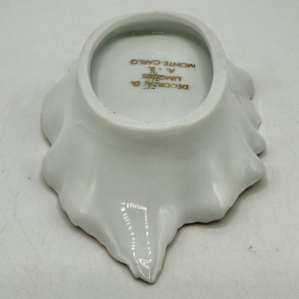 Vintage Limoges Prince Rainier & Princess Grace of Monaco Leaf Shaped Porcelain Trinket Dish /cb