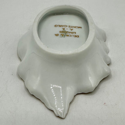 Vintage Limoges Prince Rainier & Princess Grace of Monaco Leaf Shaped Porcelain Trinket Dish /cb