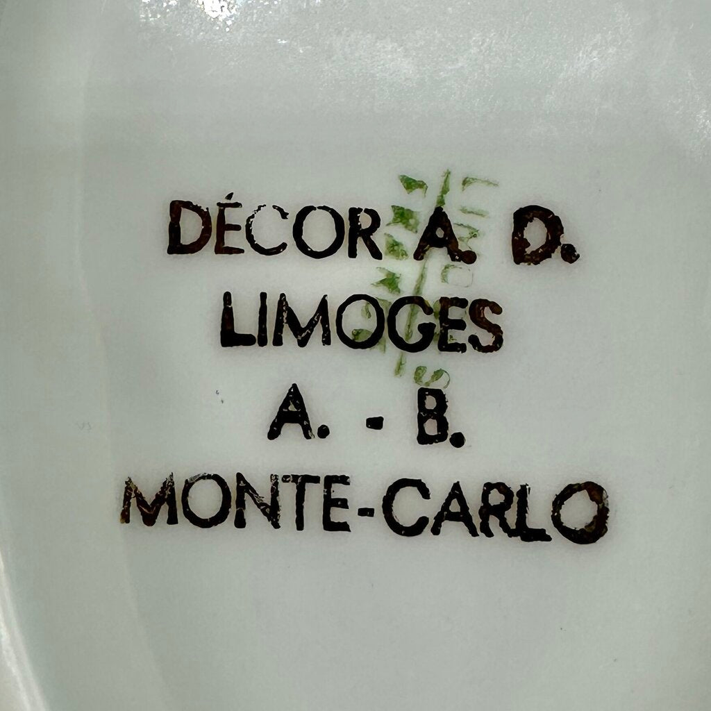 Vintage Limoges Prince Rainier & Princess Grace of Monaco Leaf Shaped Porcelain Trinket Dish /cb
