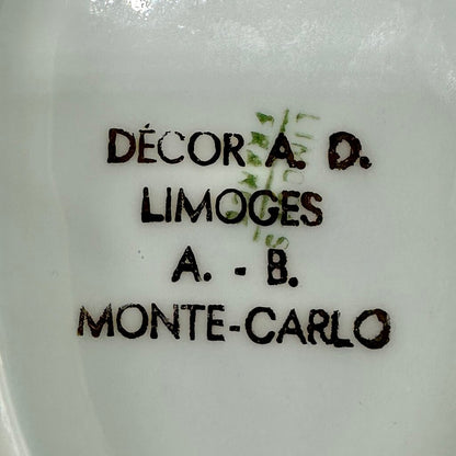 Vintage Limoges Prince Rainier & Princess Grace of Monaco Leaf Shaped Porcelain Trinket Dish /cb