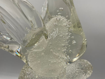 Vintage Clear Murano Glass Dove Perched on Branch Figurine /s
