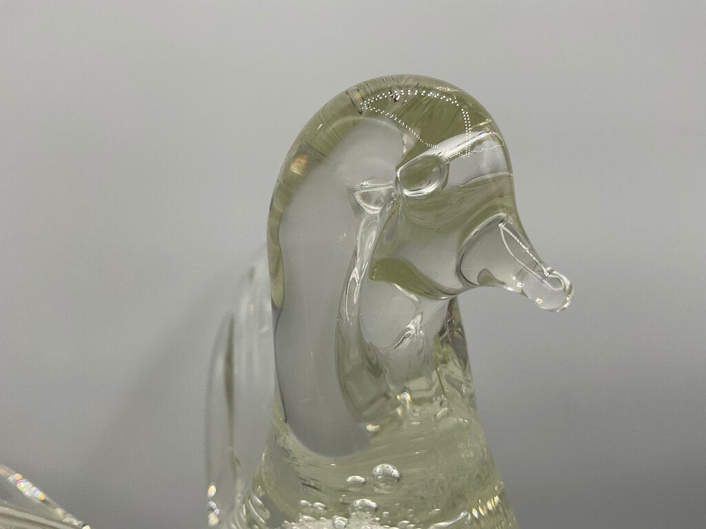 Vintage Clear Murano Glass Dove Perched on Branch Figurine /s