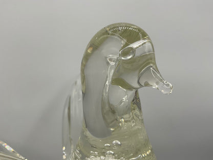 Vintage Clear Murano Glass Dove Perched on Branch Figurine /s