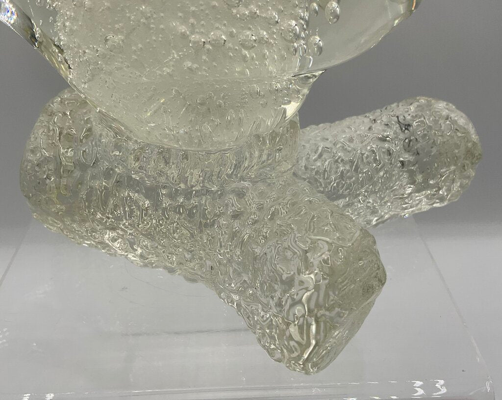 Vintage Clear Murano Glass Dove Perched on Branch Figurine /s