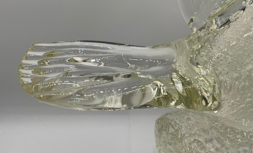 Vintage Clear Murano Glass Dove Perched on Branch Figurine /s