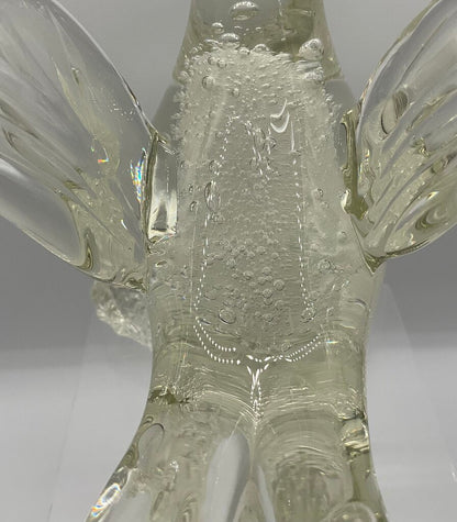 Vintage Clear Murano Glass Dove Perched on Branch Figurine /s