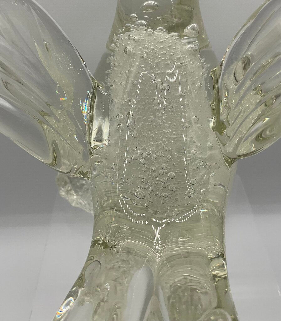 Vintage Clear Murano Glass Dove Perched on Branch Figurine /s