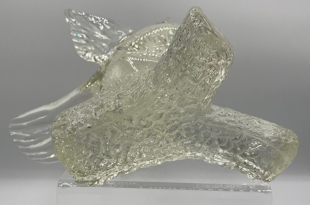Vintage Clear Murano Glass Dove Perched on Branch Figurine /s