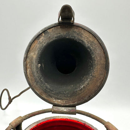 Antique Embury No 40 Traffic Guard Kerosene Lantern-Red Globe-All Original-Rustic /cb