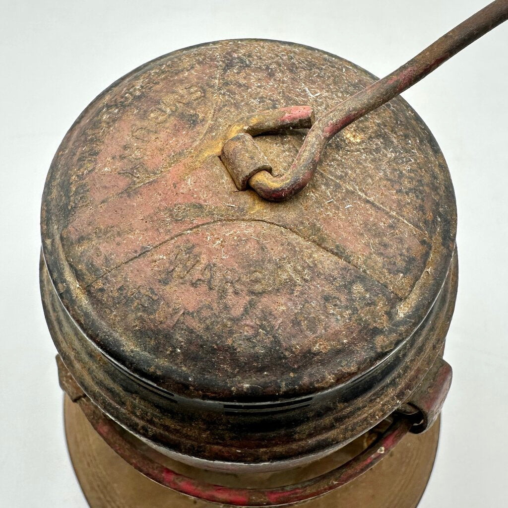 Antique Embury No 40 Traffic Guard Kerosene Lantern-Red Globe-All Original-Rustic /cb