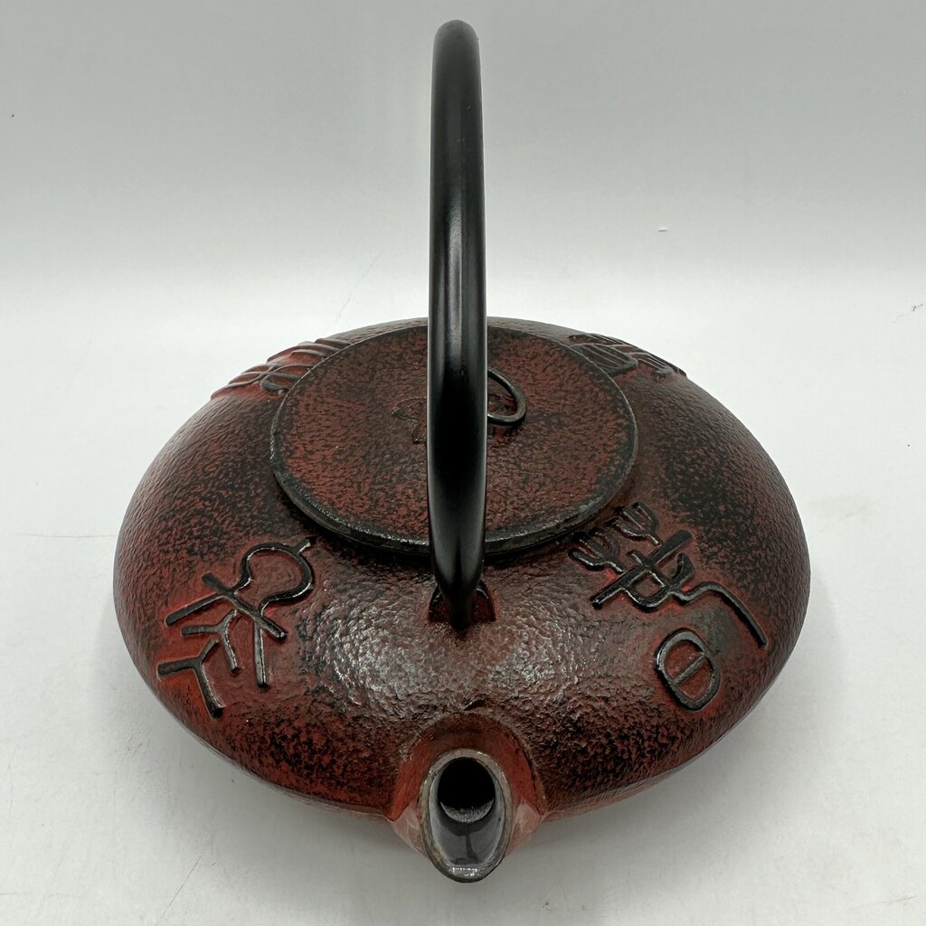 Japanese Cast Iron Tetsubin Teapot Enamel Lined w/Stainless Steel Infuser Red/Black /cb