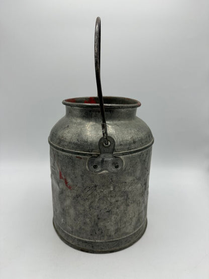 Vintage Metal Milk Jug 4 Quart 9” Tall Farmhouse /rw