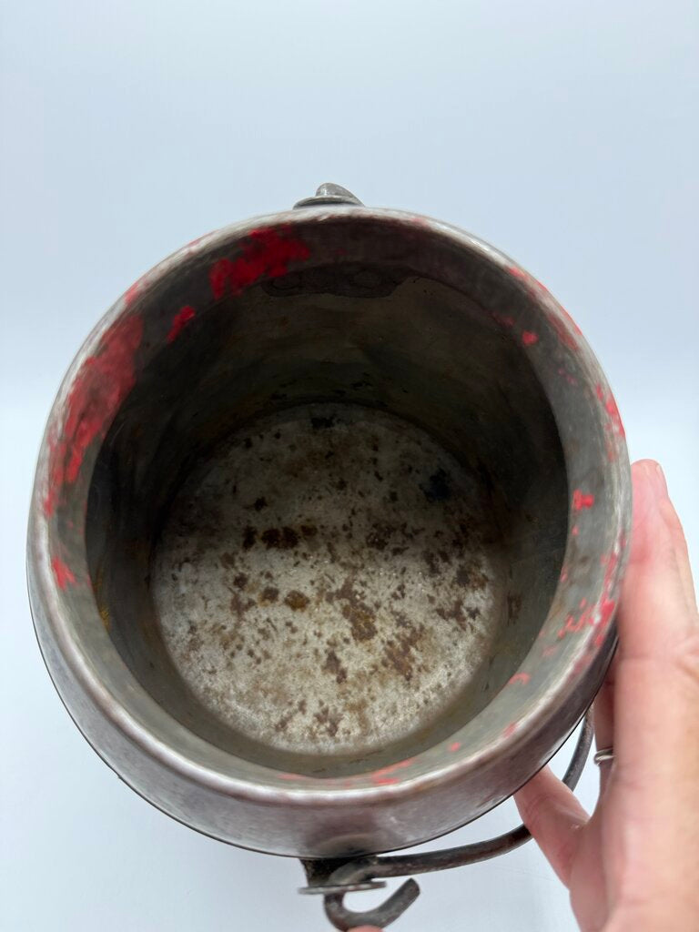 Vintage Metal Milk Jug 4 Quart 9” Tall Farmhouse /rw
