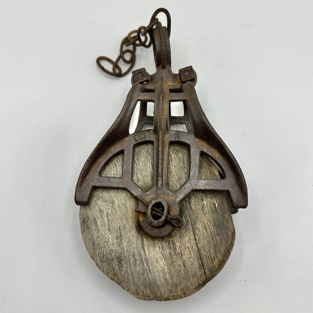 Antique Meyers OK 5 Cast Iron Barn Hay Pulley 6” Rustic /cb