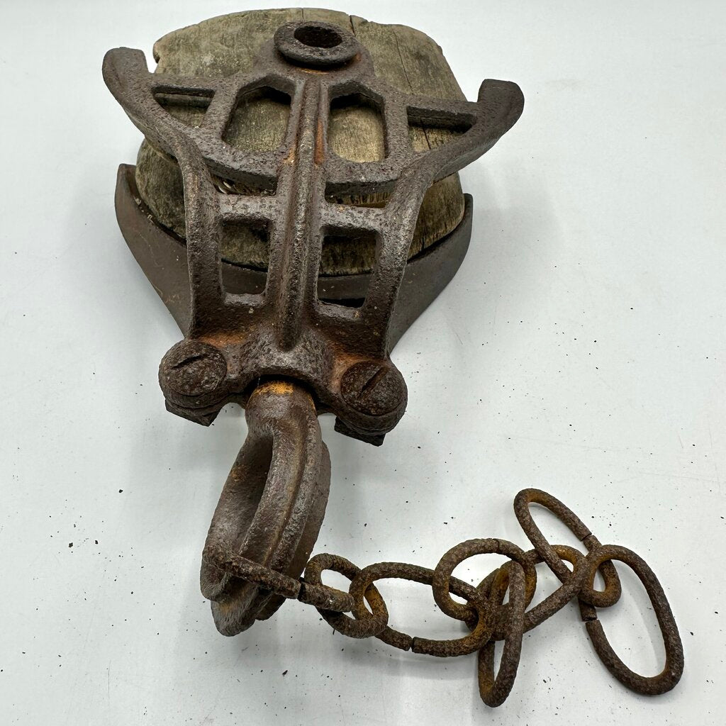 Antique Meyers OK 5 Cast Iron Barn Hay Pulley 6” Rustic /cb
