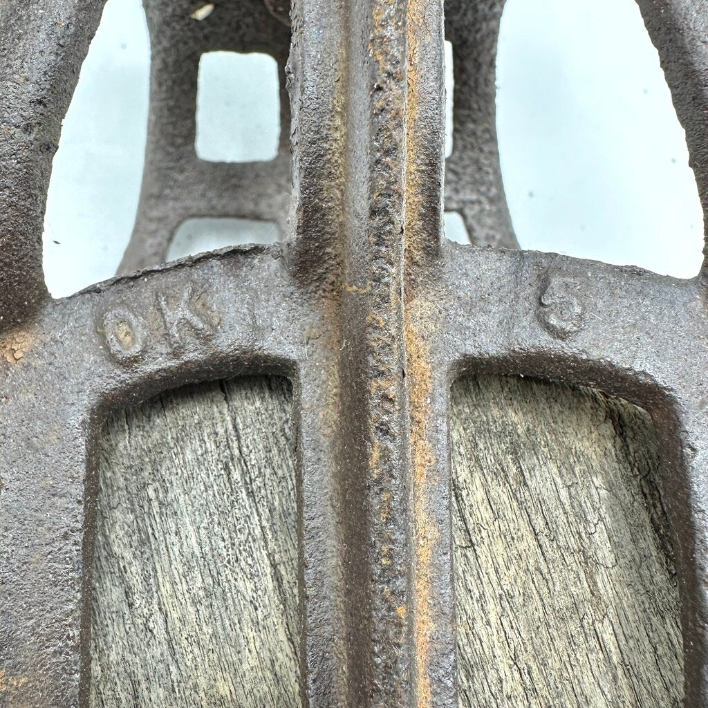 Antique Meyers OK 5 Cast Iron Barn Hay Pulley 6” Rustic /cb