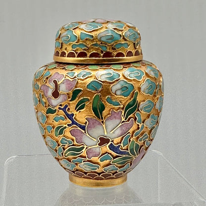 Vintage Miniature 2 1/2 Inch Chinese Floral Cloisonne Ginger Jar /cb