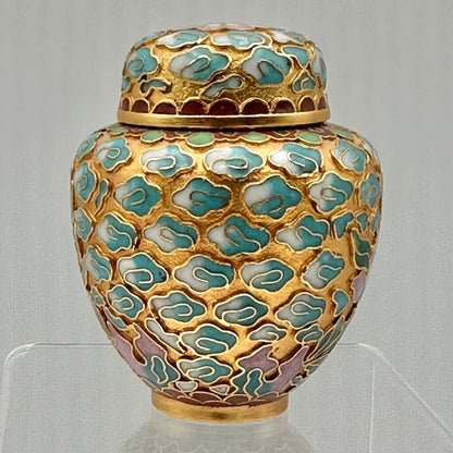 Vintage Miniature 2 1/2 Inch Chinese Floral Cloisonne Ginger Jar /cb