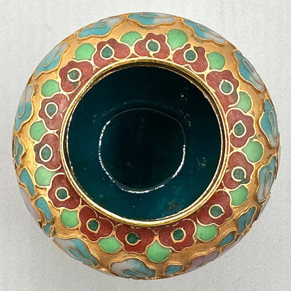 Vintage Miniature 2 1/2 Inch Chinese Floral Cloisonne Ginger Jar /cb