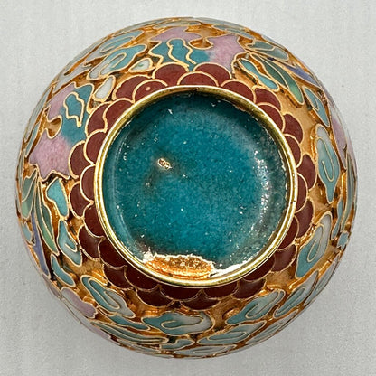 Vintage Miniature 2 1/2 Inch Chinese Floral Cloisonne Ginger Jar /cb