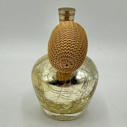 Vintage DeVilbiss Gold Crackle Glass Perfume Bottle Atomizer /cb