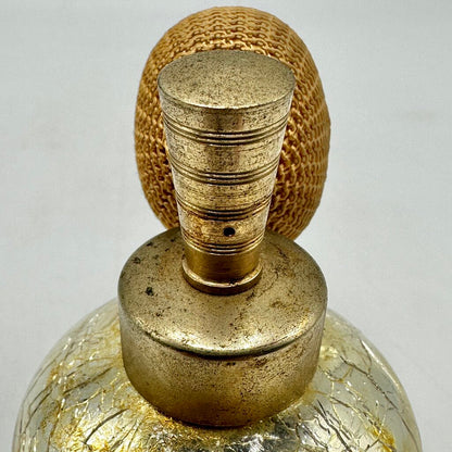 Vintage DeVilbiss Gold Crackle Glass Perfume Bottle Atomizer /cb