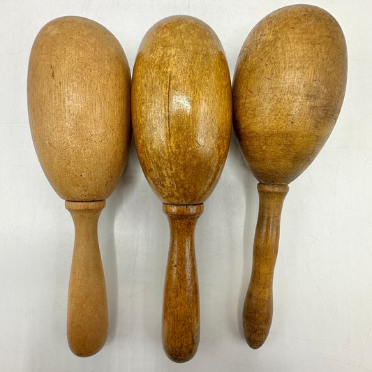 Vintage Set of 3 Wooden Darning Eggs-Wooden Sock and Clothing Repair Tools-Folk Art /cb