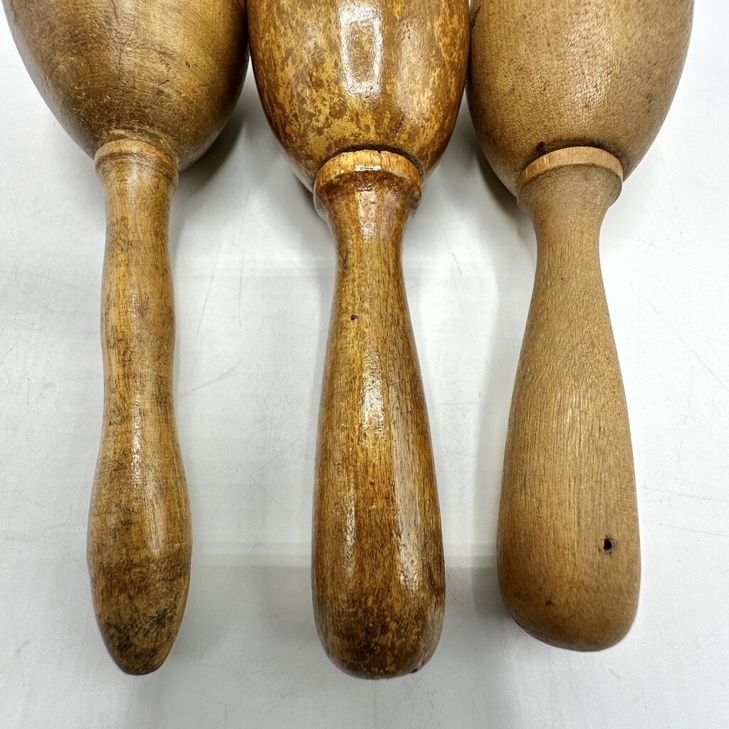 Vintage Set of 3 Wooden Darning Eggs-Wooden Sock and Clothing Repair Tools-Folk Art /cb