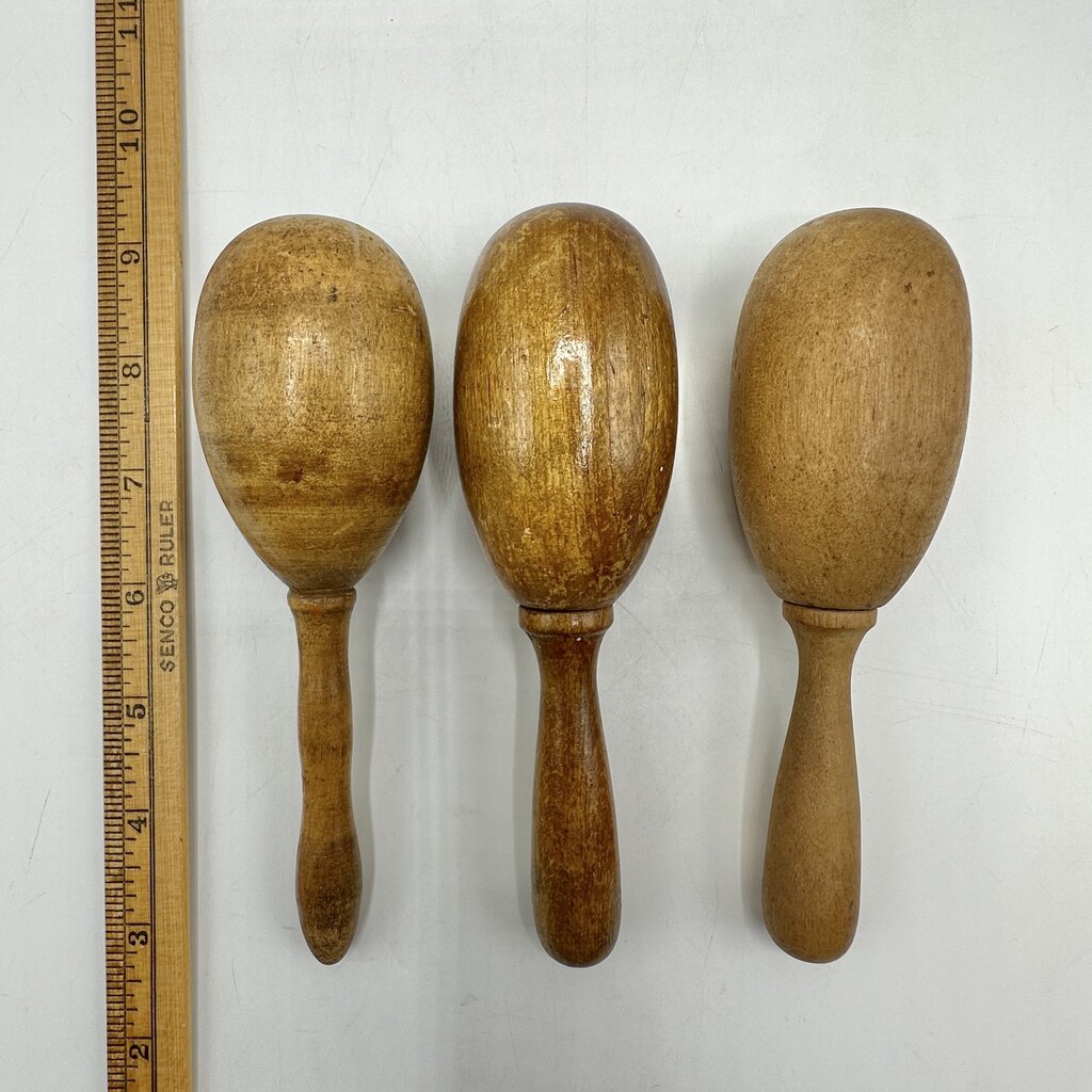 Vintage Set of 3 Wooden Darning Eggs-Wooden Sock and Clothing Repair Tools-Folk Art /cb
